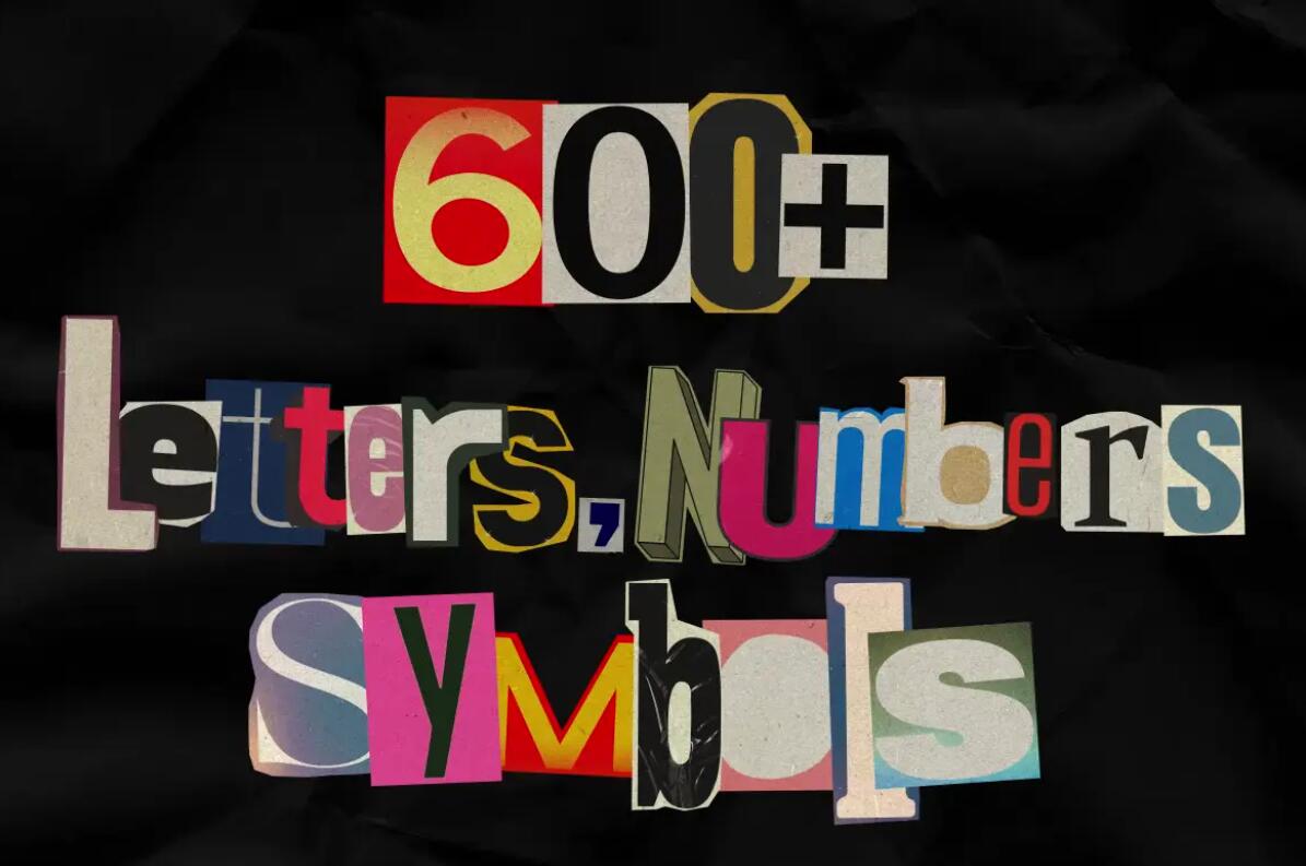 606个创意趣味杂志报纸手工剪撕纸动态拼贴字母海报图形素材包 Pixflow - Ransom Type Collage 图片素材 sucaiwan.com