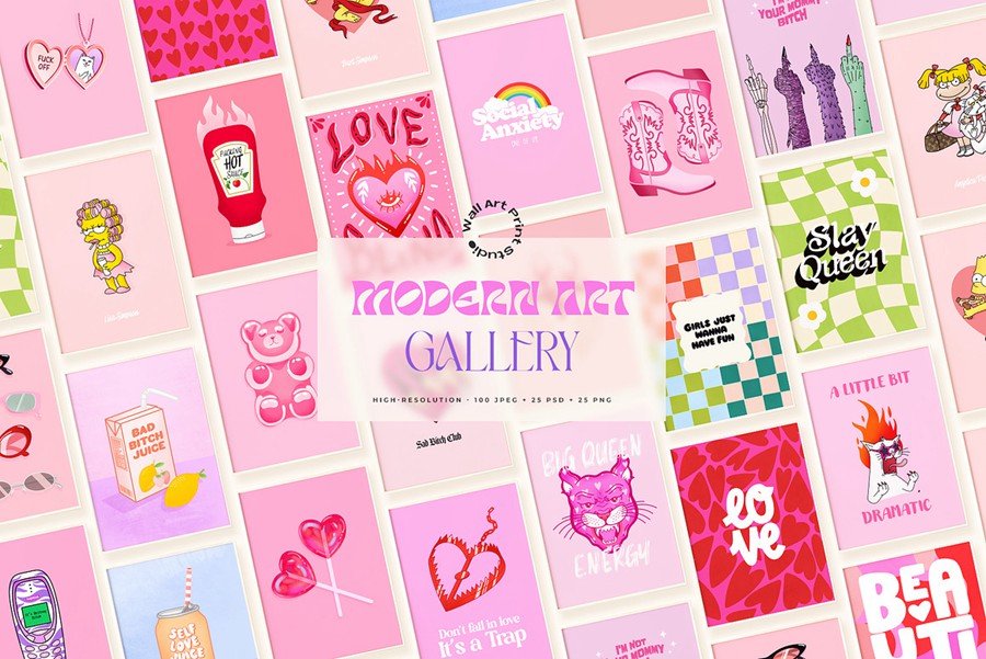 25套现代趣味粉色摩登画廊迷幻复古拼贴艺术PSD海报插画设计套装 Modern Art Gallery 6 , 第1张-素材湾丨精选海外优质设计素材资源 25套现代趣味粉色摩登画廊迷幻复古拼贴艺术PSD海报插画设计套装 Modern Art Gallery 6 , sucaiwan.com