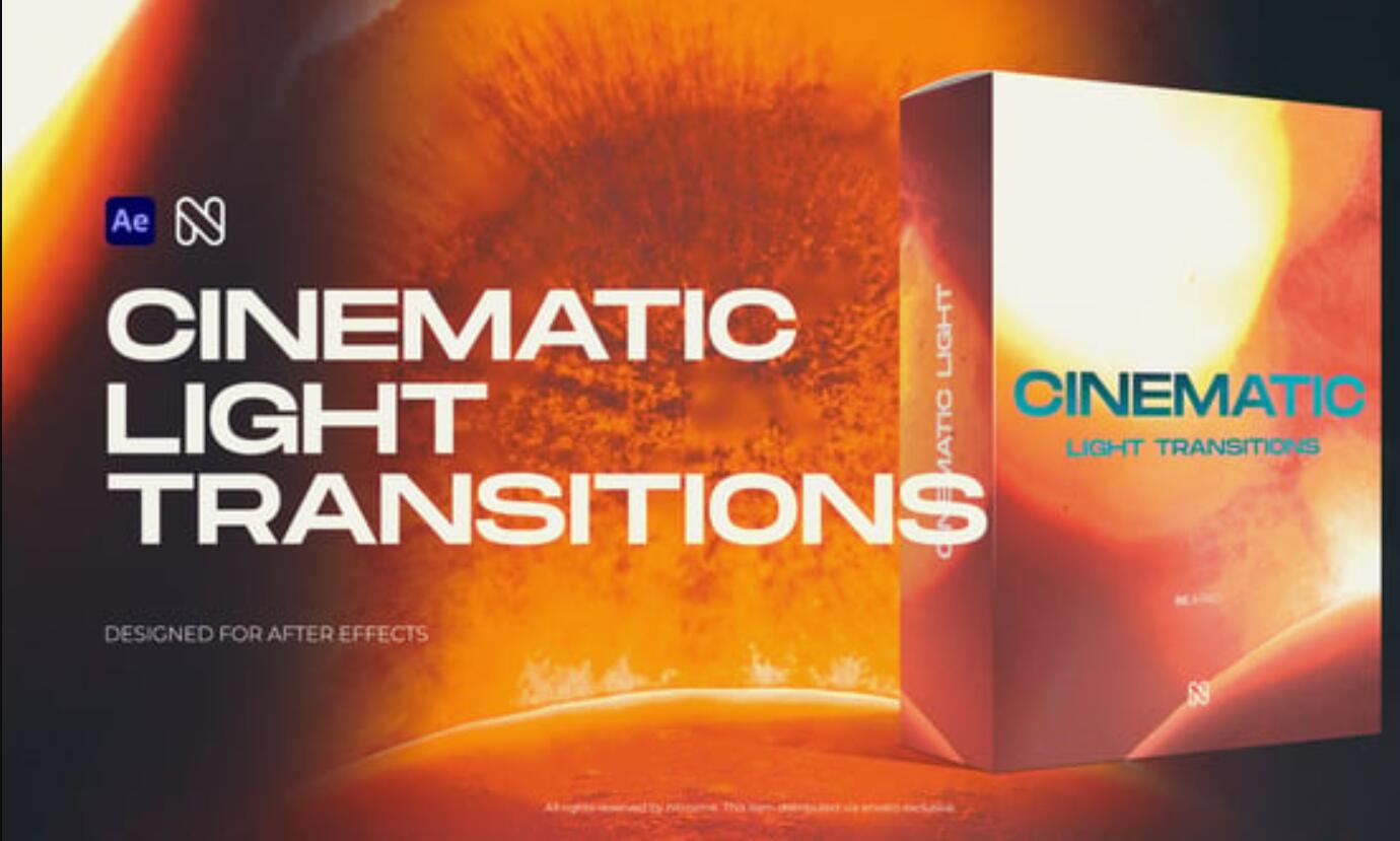 AE模板：复古8MM电影级镜头散景光线烧伤动态闪光漏光转场过渡 Cinematic Light Transitions , sucaiwan.com