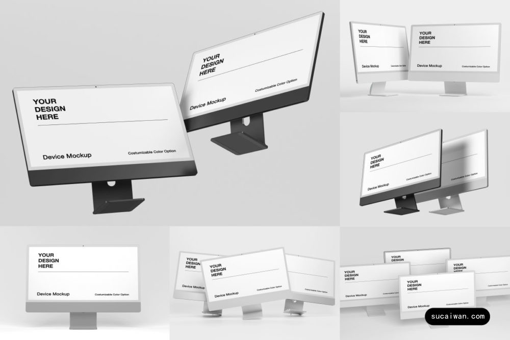 23款时尚网站UI界面设计苹果iMac一体机电脑展示效果图PSD样机模板East Graphics – iMac Mockup Set 样机素材 sucaiwan.com