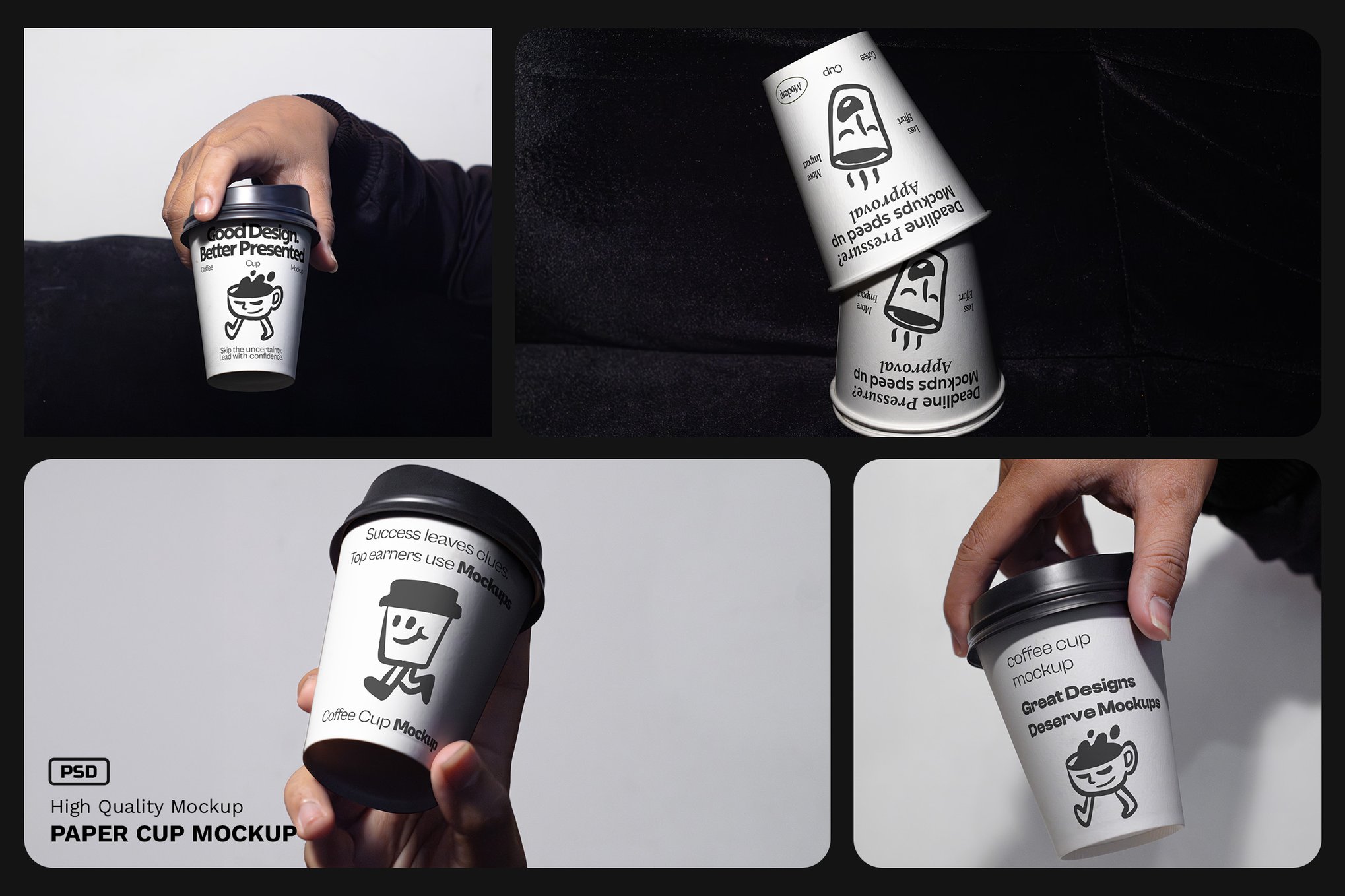 真实手持一次性外卖咖啡奶茶果汁饮料纸杯设计PS展示贴图样机模板Coffee Cup Mockup – VOL 样机素材 sucaiwan.com