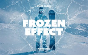 模糊冰冻冻裂照片效果ps特效滤镜样机 Frozen Cracked Ice Photo Effect