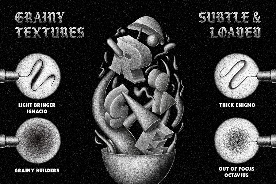 20款复古颗粒燥点3D绘画效果Procreate着色器笔刷画笔素材The Grainers Brush Set 笔刷资源 第3张-素材湾丨精选海外优质设计素材资源 20款复古颗粒燥点3D绘画效果Procreate着色器笔刷画笔素材The Grainers Brush Set 笔刷资源 sucaiwan.com