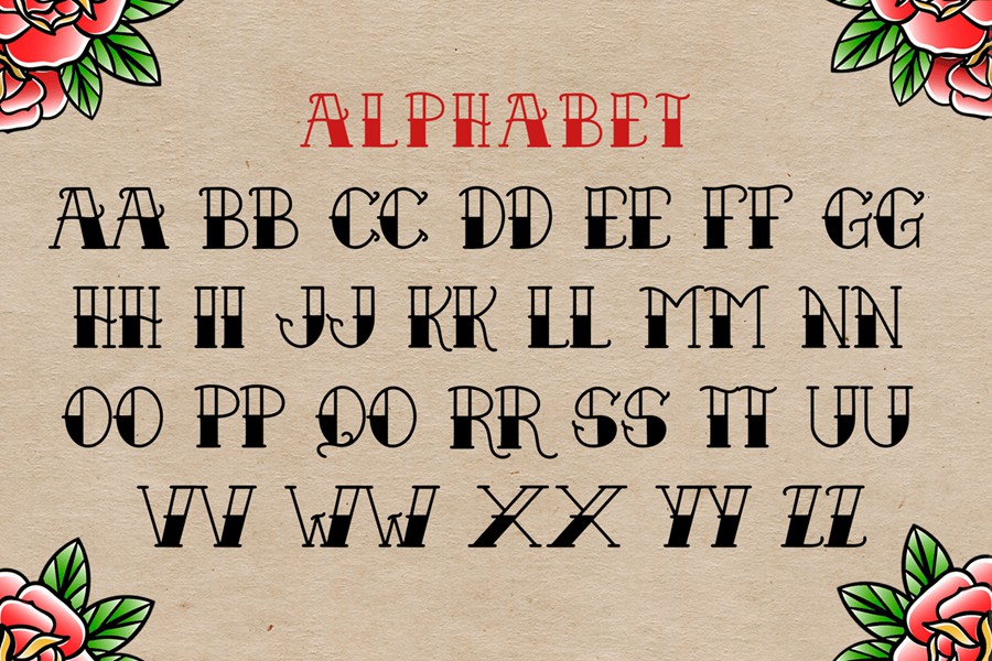 复古卡通海报包装服装徽标设计装饰英文字体安装包 Brothers Olders Vintage Tattoo Display Font 设计素材 sucaiwan.com