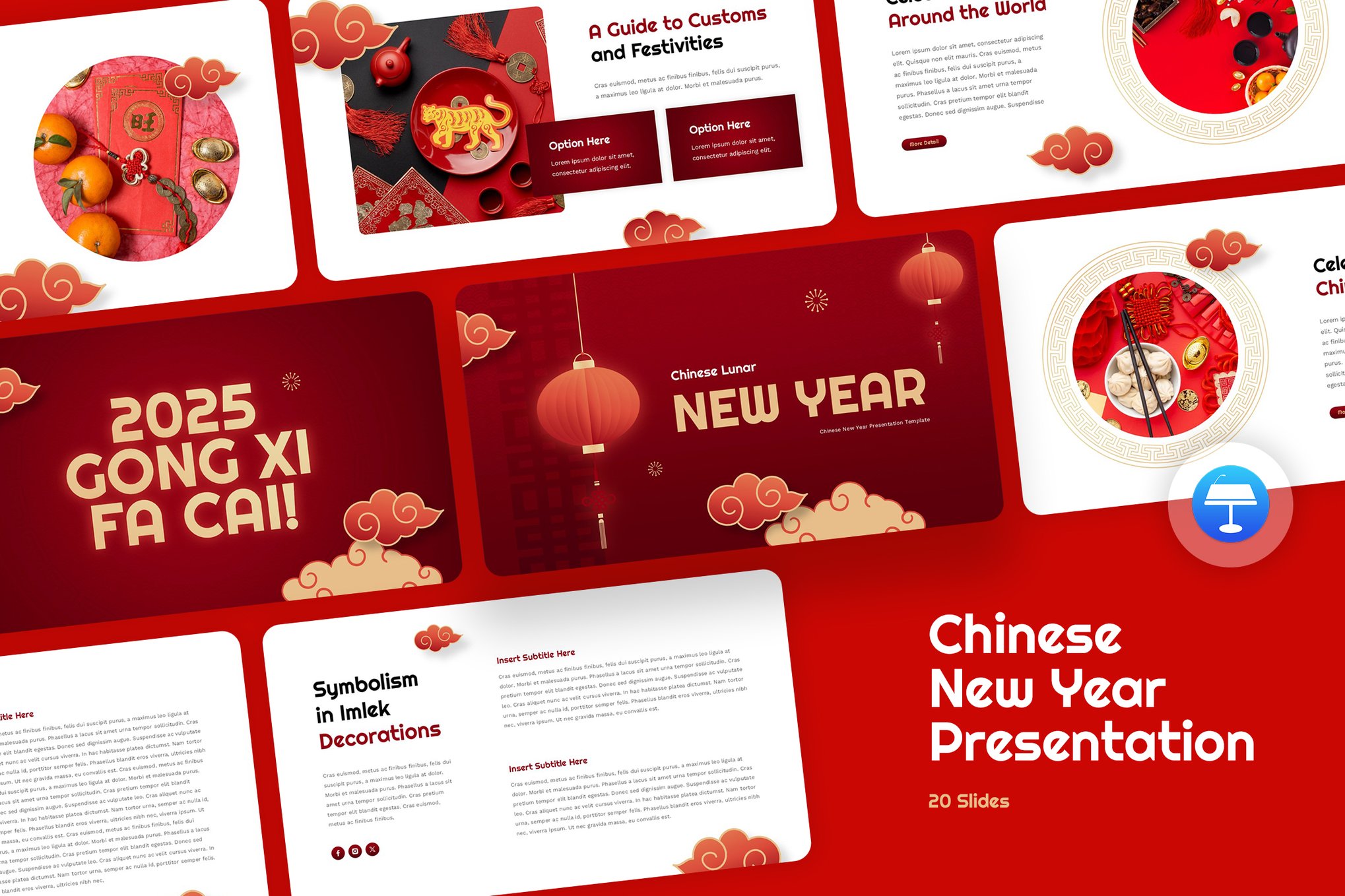 20页2025年中国农历新年春节报表简报提案演示文稿Keynote模板Imlek Chinese New Year Keynote 幻灯图表 sucaiwan.com