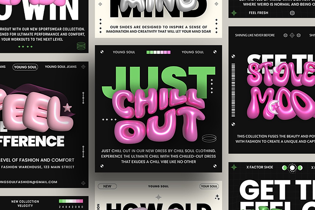 9款时尚Y2K朋克3D膨胀泡泡软糖字体社交媒体排版设计AI矢量模板+字体 Pixflow - Gummy Typographies and Posts 图片素材 第1张-素材湾丨精选海外优质设计素材资源 9款时尚Y2K朋克3D膨胀泡泡软糖字体社交媒体排版设计AI矢量模板+字体 Pixflow - Gummy Typographies and Posts 图片素材 sucaiwan.com