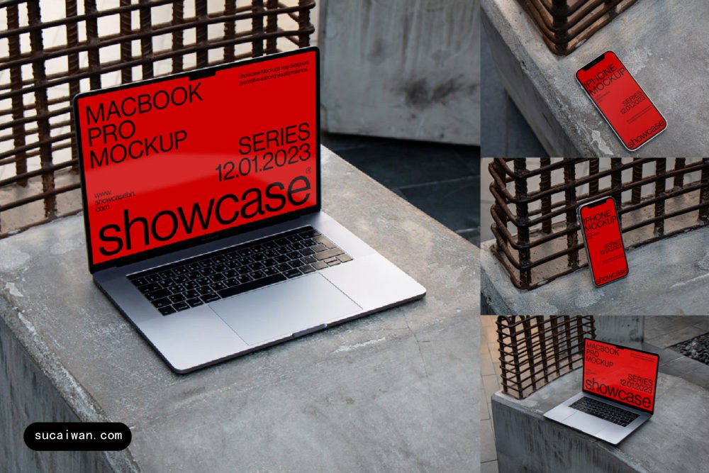 4款高级UI广告设计苹果MacBook电脑iPhone手机动态演示效果图PSD样机模板AS_01_Animated Macbook PSD Mockup by Showcase Mockups 样机素材 sucaiwan.com