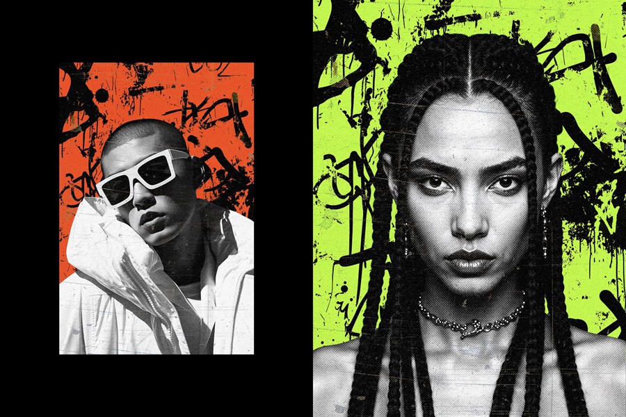 Urban Graffiti Collage Photo Effect 潮流街头涂鸦拼贴做旧划痕油漆飞溅背景照片修图PS特效滤镜插件样机 插件预设 第4张-素材湾丨精选海外优质设计素材资源 Urban Graffiti Collage Photo Effect 潮流街头涂鸦拼贴做旧划痕油漆飞溅背景照片修图PS特效滤镜插件样机 插件预设 sucaiwan.com