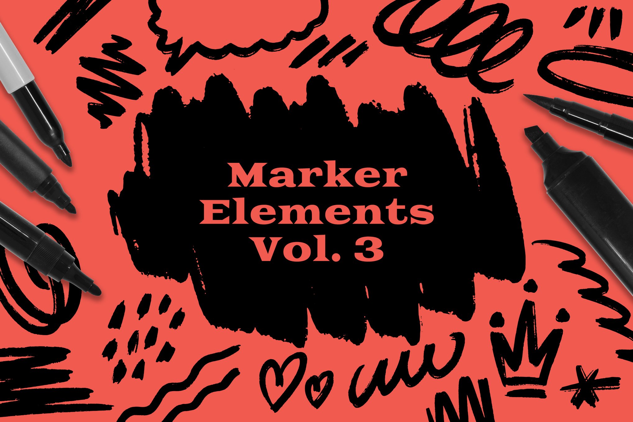 360款复古趣味手绘涂鸦艺术标记插画插图AI矢量PNG图片元素设计套装 Marker Elements Vol. 3 , 第1张-素材湾丨精选海外优质设计素材资源 360款复古趣味手绘涂鸦艺术标记插画插图AI矢量PNG图片元素设计套装 Marker Elements Vol. 3 , sucaiwan.com