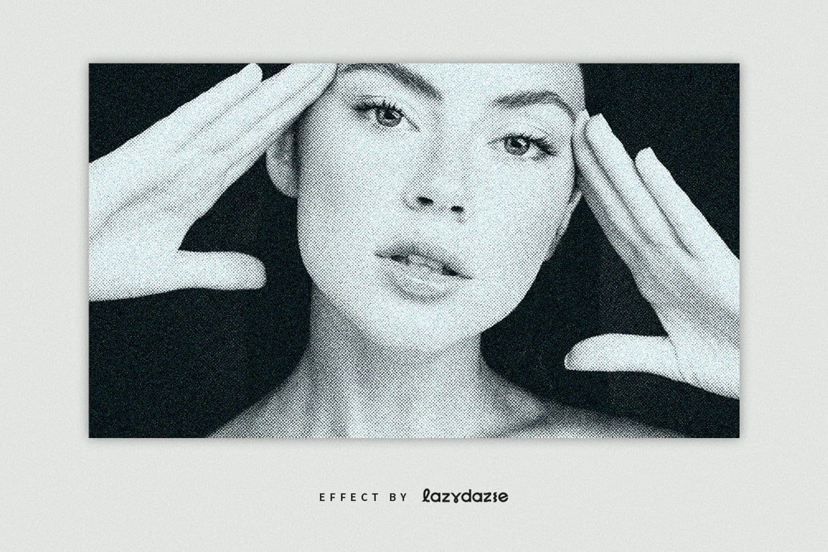 黑白做旧颗粒照片效果ps特效滤镜样机 Halftone Grunge PSD Photo Effect 插件预设 sucaiwan.com