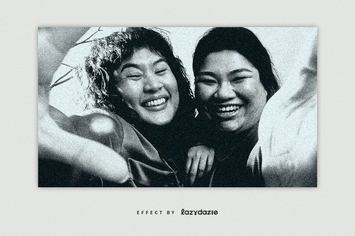 黑白做旧颗粒照片效果ps特效滤镜样机 Halftone Grunge PSD Photo Effect 插件预设 sucaiwan.com