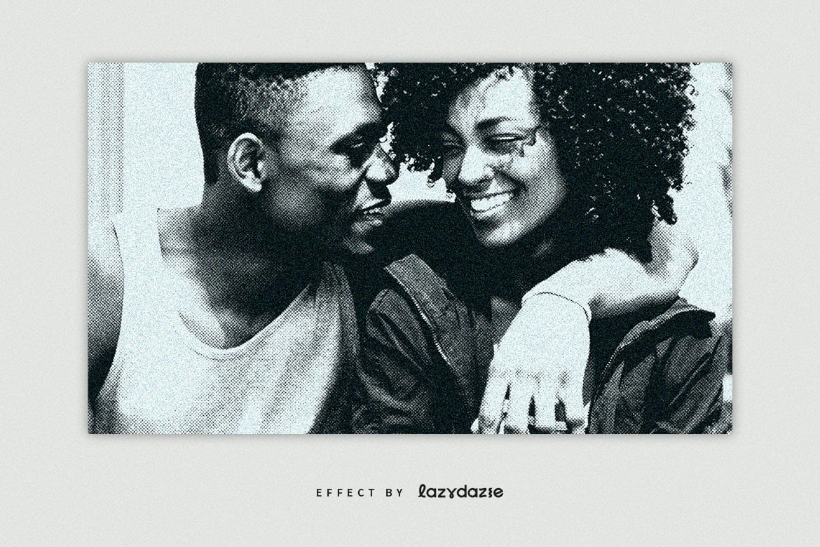 黑白做旧颗粒照片效果ps特效滤镜样机 Halftone Grunge PSD Photo Effect 插件预设 sucaiwan.com