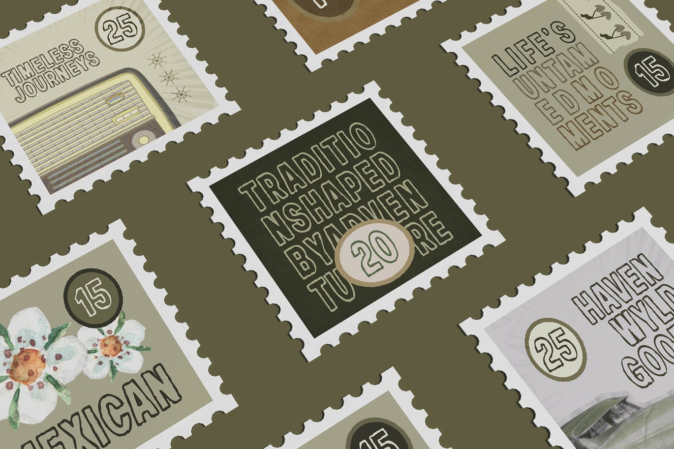 英文字体：复古乡村情绪风格外轮廓品牌封面标志海报设计字体包 Marustic - Vintage Rustic Outline Sans Font , sucaiwan.com