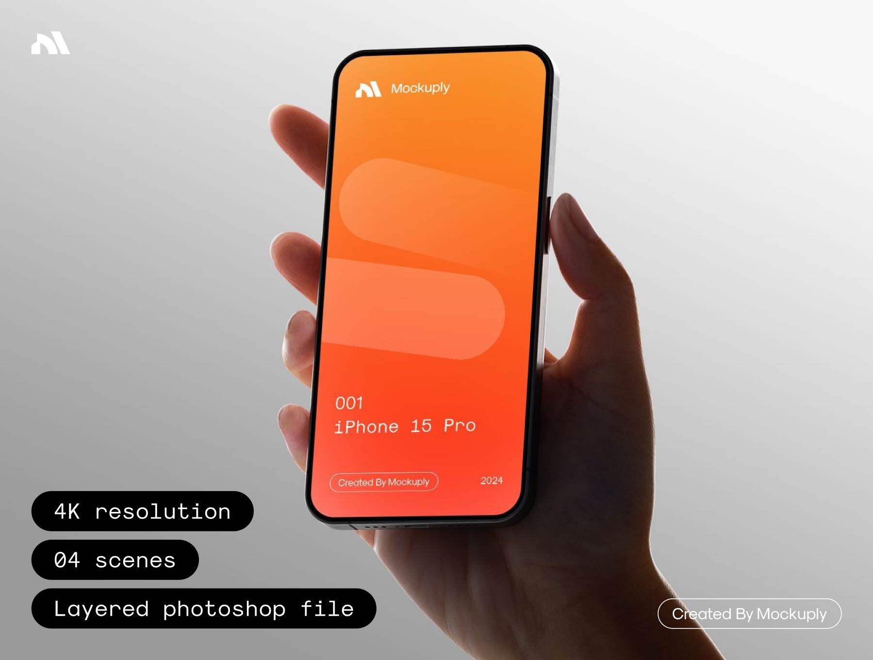 时尚UI界面广告设计苹果iPhone 15 Pro手机展示效果图PSD样机模板iPhone 15 Pro in hand 样机素材 第1张-素材湾丨精选海外优质设计素材资源 时尚UI界面广告设计苹果iPhone 15 Pro手机展示效果图PSD样机模板iPhone 15 Pro in hand 样机素材 sucaiwan.com