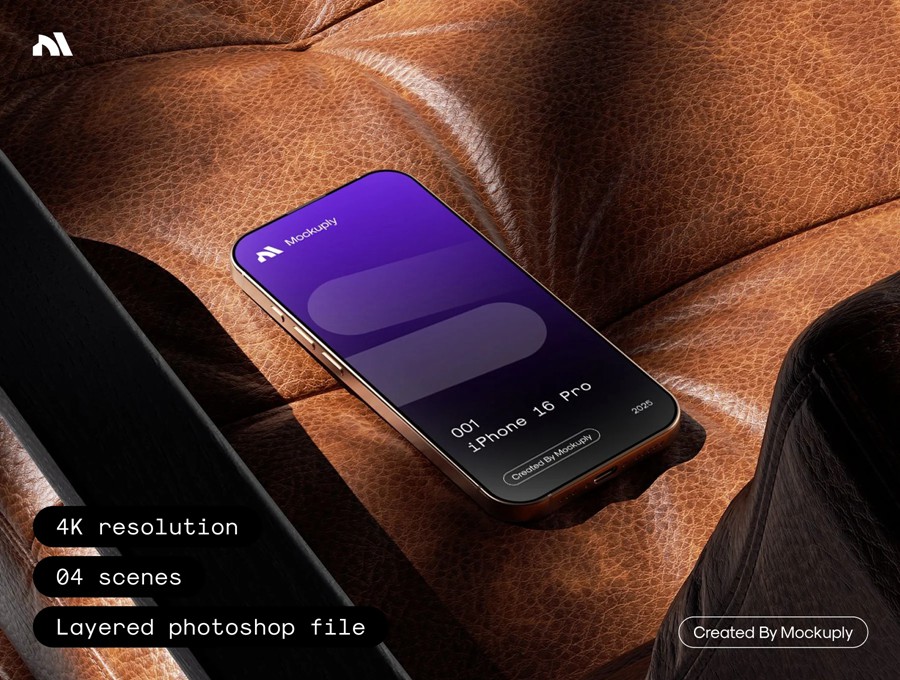高级真实ui广告界面设计苹果iphone 16 pro手机屏幕展示效果图psd样机模板iPhone 16 Pro 001 Mockup 样机素材 sucaiwan.com