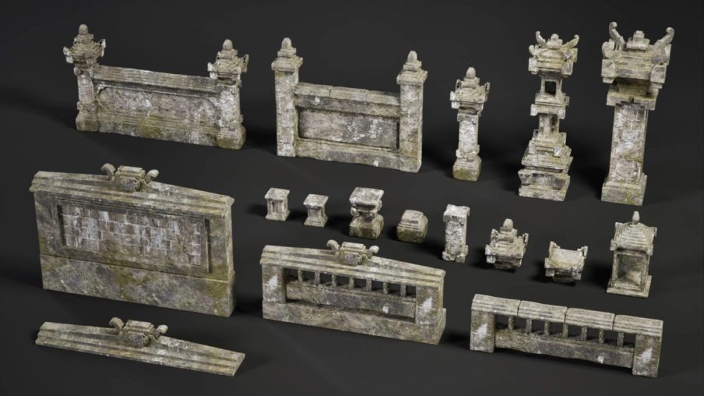 古典巴厘岛石雕建筑寺庙3D模型UE格式素材Lost Temple VOL.1 – Ancient Ruins 样机素材 sucaiwan.com