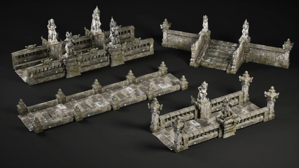 古典巴厘岛石雕建筑寺庙3D模型UE格式素材Lost Temple VOL.1 – Ancient Ruins 样机素材 sucaiwan.com