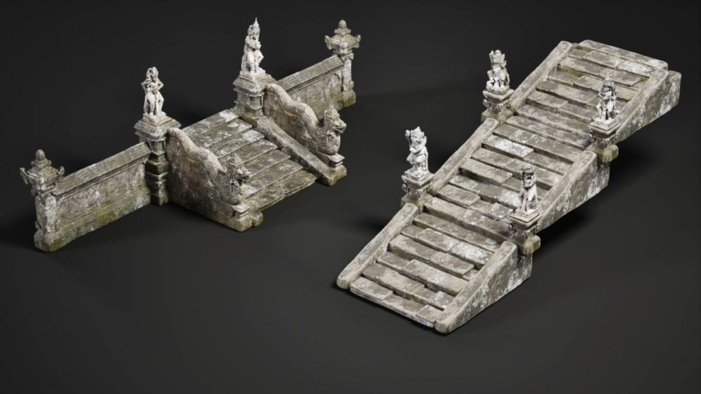 古典巴厘岛石雕建筑寺庙3D模型UE格式素材Lost Temple VOL.1 – Ancient Ruins 样机素材 sucaiwan.com