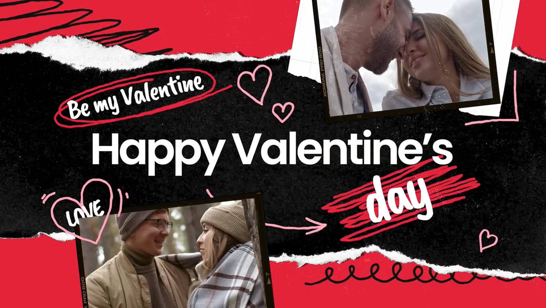 PR模板：复古浪漫情人节邋遢纸质拼贴艺术场景效果模板 , sucaiwan.com