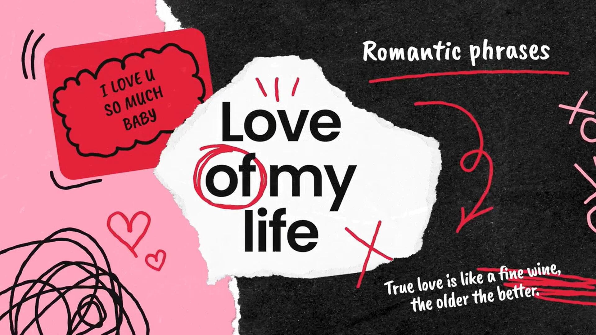 PR模板：复古浪漫情人节邋遢纸质拼贴艺术场景效果模板 , sucaiwan.com