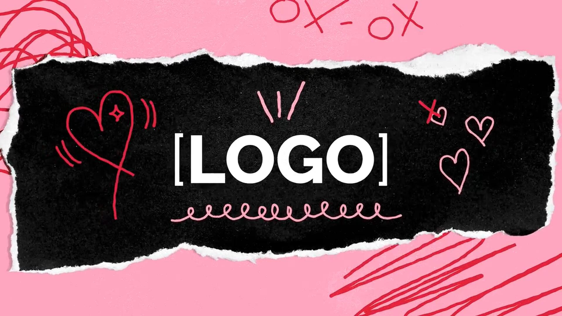 PR模板：复古浪漫情人节邋遢纸质拼贴艺术场景效果模板 , sucaiwan.com