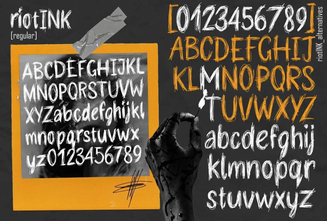 英文字体:复古邋遢涂鸦手绘风格炫酷潦草摇滚线条变体杂志封面字体包 RiotINK. Handwritten Scribble Font 设计素材 第5张-素材湾丨精选海外优质设计素材资源 英文字体:复古邋遢涂鸦手绘风格炫酷潦草摇滚线条变体杂志封面字体包 RiotINK. Handwritten Scribble Font 设计素材 sucaiwan.com
