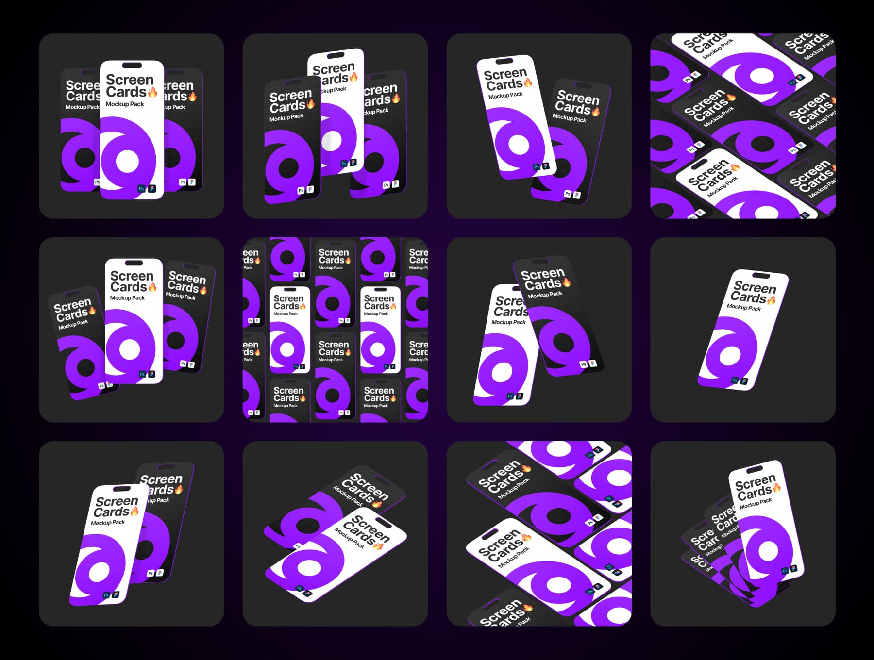 12款多功能卡片式UI广告界面作品集设计苹果iPhone 16手机屏幕演示效果图Ps/Figma贴图样机模板iPhone Screen Cards Mockups 样机素材 第7张-素材湾丨精选海外优质设计素材资源 12款多功能卡片式UI广告界面作品集设计苹果iPhone 16手机屏幕演示效果图Ps/Figma贴图样机模板iPhone Screen Cards Mockups 样机素材 sucaiwan.com