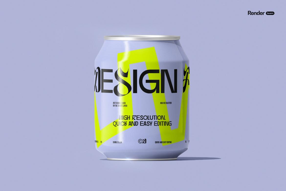 5款逼真330ml啤酒苏打水饮料易拉罐3D模型PSD样机模板设计素材Mini Soda / Beer Can Mockup Set 样机素材 sucaiwan.com