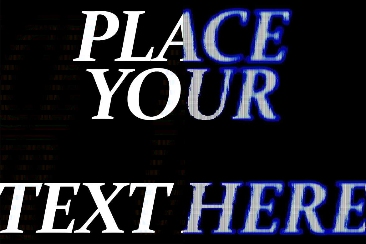 老式电视机CRT信号故障毛刺扭曲模拟文本标题LOGO特效PS滤镜插件样机 CRT Distressed Blur Text Effect – EGLS 插件预设 sucaiwan.com