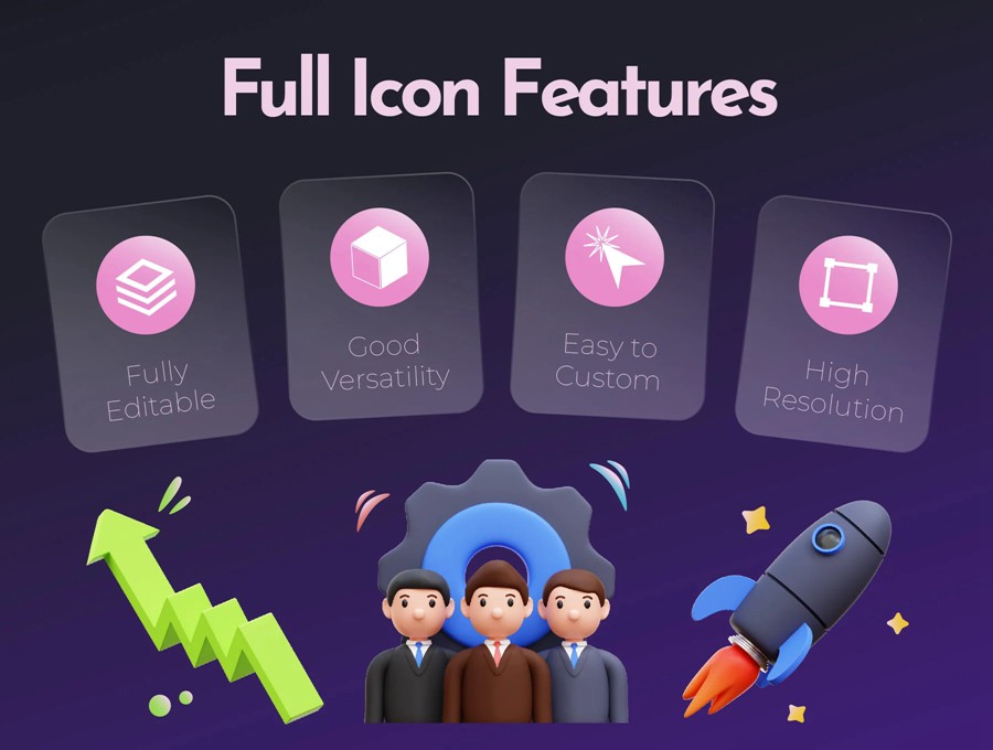 24款3D质感商业理财办公数据统计插图图标Icons设计Blender/FBX/OBJ/PNG格式素材Business 3D Illustration 图标素材 sucaiwan.com