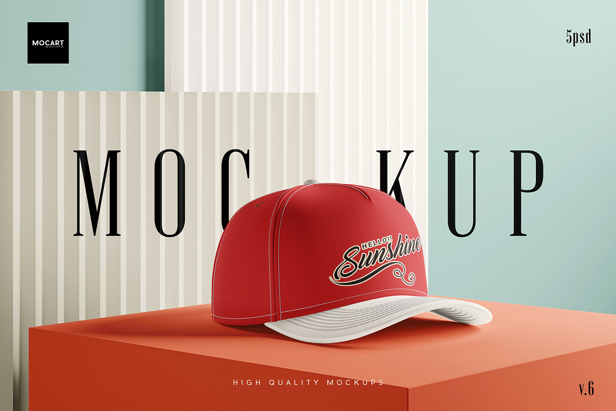 5款逼真棒球帽鸭舌帽设计vi贴图效果图psd样机模板素材Cap Mockup Set v.6 样机素材 第1张-素材湾丨精选海外优质设计素材资源 5款逼真棒球帽鸭舌帽设计vi贴图效果图psd样机模板素材Cap Mockup Set v.6 样机素材 sucaiwan.com
