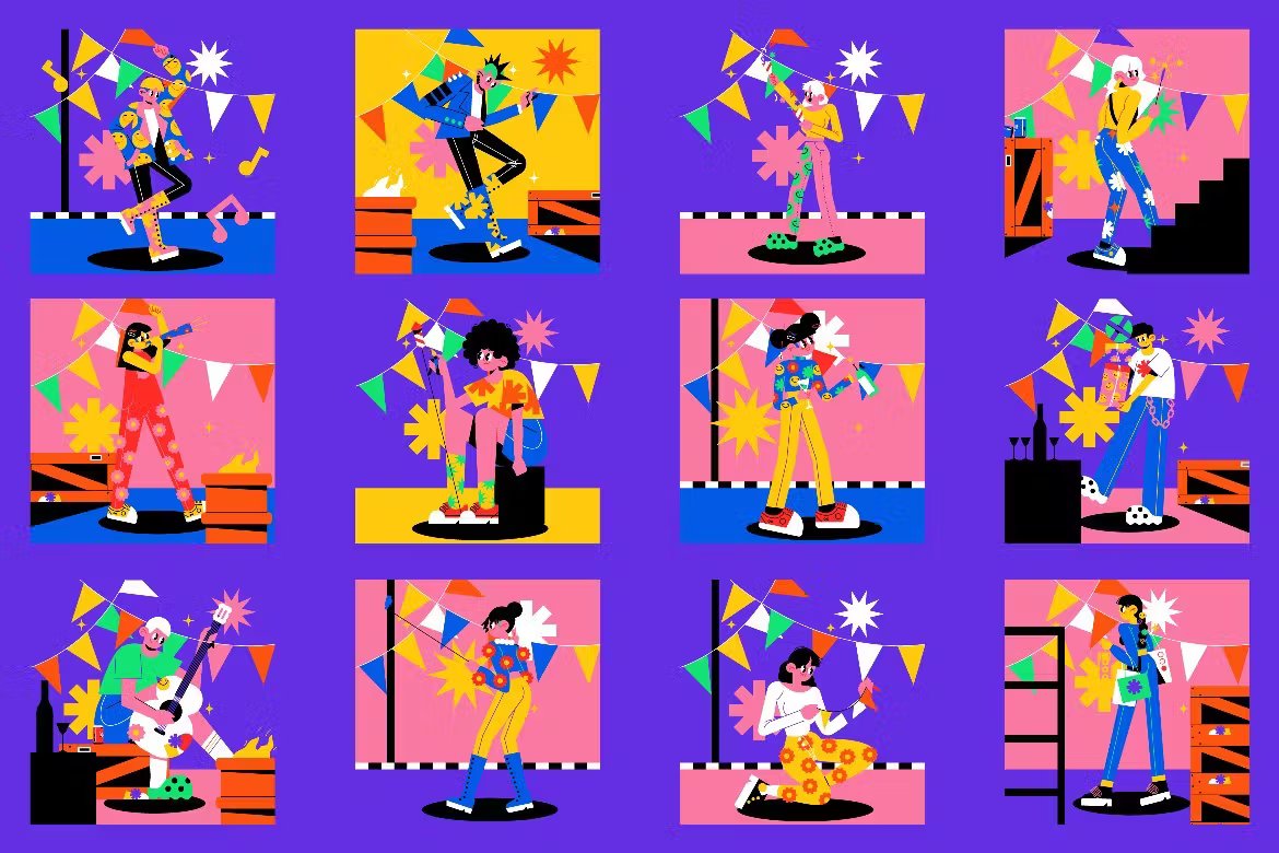 12款卡通人物形象紫色平面设计新年AI矢量插画集 Purple Flat Design New Year's Illustration Set 图片素材 第4张-素材湾丨精选海外优质设计素材资源 12款卡通人物形象紫色平面设计新年AI矢量插画集 Purple Flat Design New Year's Illustration Set 图片素材 sucaiwan.com