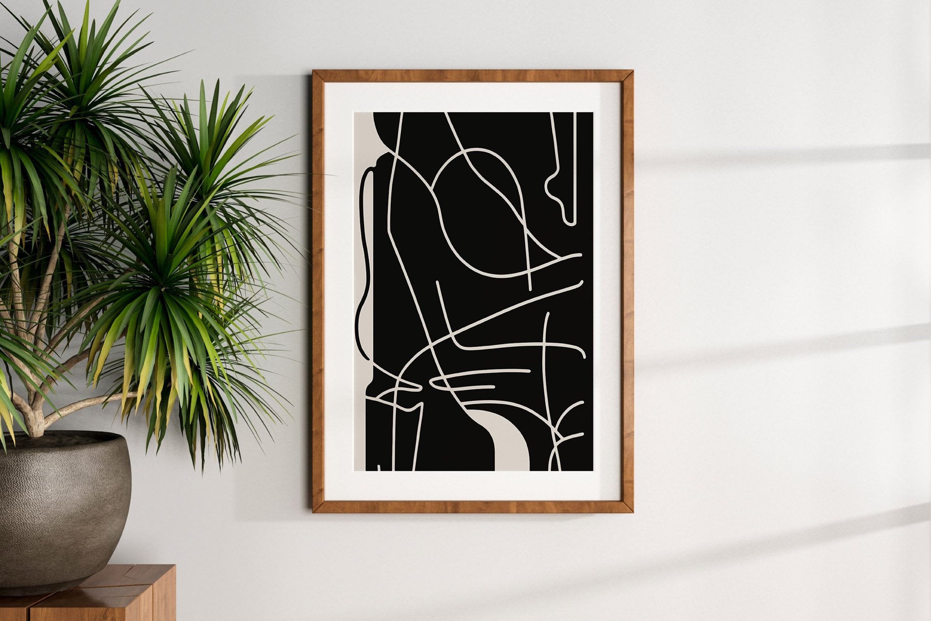 Black and White Line Art Painting 当代和现代美感抽象线条艺术绘画室内印刷海报 图片素材 sucaiwan.com