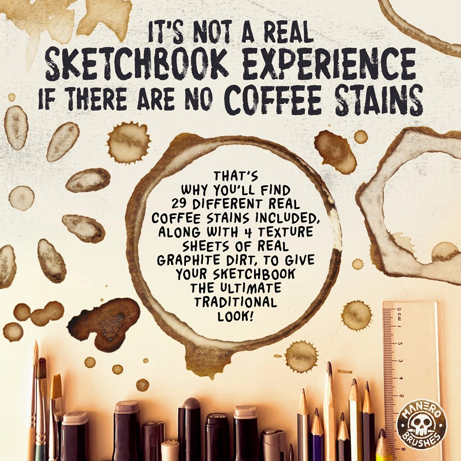 真实素描铅笔记号笔水墨墨水飞溅procreate画笔笔刷设计素材The Sketchbook Experience for Procreate 笔刷资源 sucaiwan.com