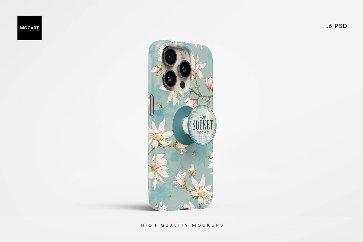 6款逼真带吸盘苹果iPhone 15 Pro手机壳保护壳设计展示效果图PSD样机模板素材Popsocket + iPhone 15Pro Case Mockup 样机素材 第4张-素材湾丨精选海外优质设计素材资源 6款逼真带吸盘苹果iPhone 15 Pro手机壳保护壳设计展示效果图PSD样机模板素材Popsocket + iPhone 15Pro Case Mockup 样机素材 sucaiwan.com