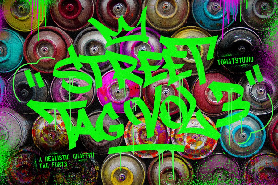 时尚炫酷街头涂鸦风格杂志海报徽标设计装饰英文字体安装包 Graffiti Font Street Tag Vol 3 设计素材 sucaiwan.com
