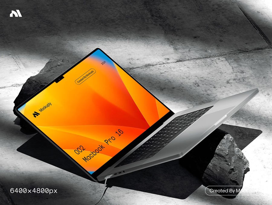 7款暗黑工业风混凝土背景UI广告界面设计苹果MacBook Pro笔记本电脑展示PSD样机模板Macbook Pro 002 样机素材 sucaiwan.com