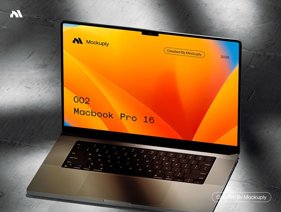 7款暗黑工业风混凝土背景UI广告界面设计苹果MacBook Pro笔记本电脑展示PSD样机模板Macbook Pro 002 样机素材 sucaiwan.com