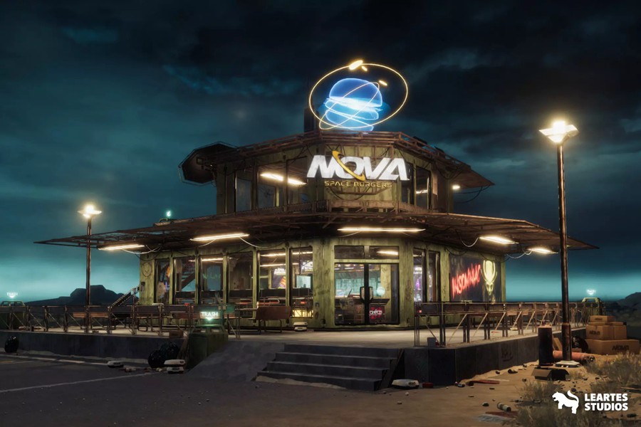 未来科幻赛博朋克风废弃汉堡店酒吧餐厅3D模型UE格式素材Nova Space Burgers – Cyberpunk Abandoned Restaurant – Space Bar + ULAT 样机素材 第1张-素材湾丨精选海外优质设计素材资源 未来科幻赛博朋克风废弃汉堡店酒吧餐厅3D模型UE格式素材Nova Space Burgers – Cyberpunk Abandoned Restaurant – Space Bar + ULAT 样机素材 sucaiwan.com