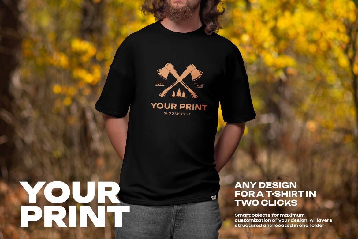 6款户外真实拍摄男士超大T恤半袖上衣设计展示效果图PSD样机模板6 Mockups of Men’s Oversize T-Shirt at the Outdoor. Forest. vol.03 样机素材 第4张-素材湾丨精选海外优质设计素材资源 6款户外真实拍摄男士超大T恤半袖上衣设计展示效果图PSD样机模板6 Mockups of Men’s Oversize T-Shirt at the Outdoor. Forest. vol.03 样机素材 sucaiwan.com