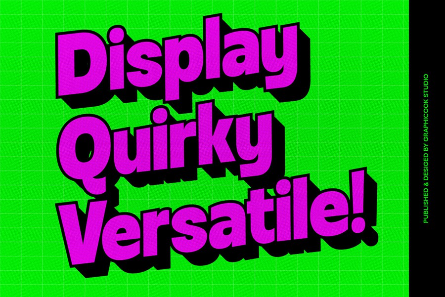 时尚古怪杂志海报游戏封面设计无衬线英文字体安装包 Quirvula 设计素材 sucaiwan.com