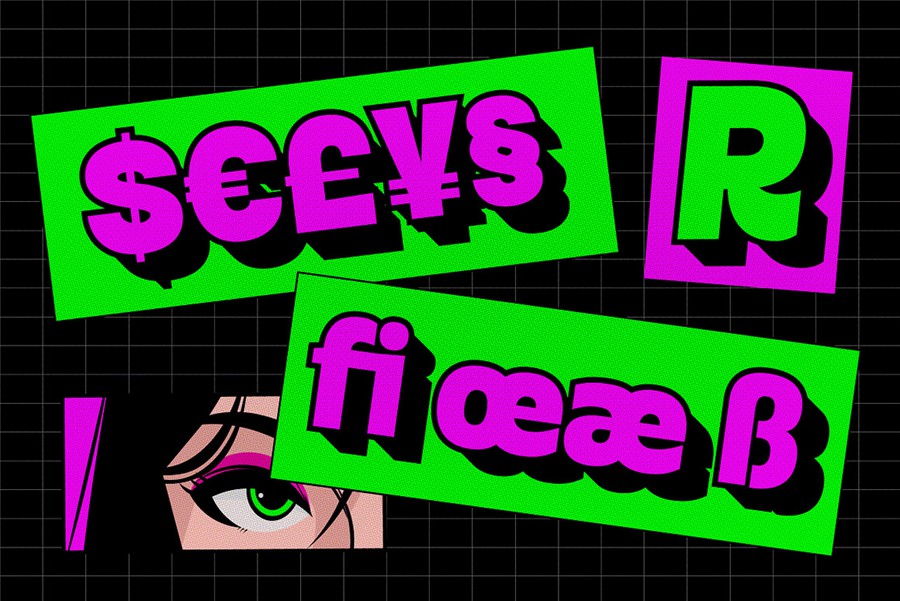 时尚古怪杂志海报游戏封面设计无衬线英文字体安装包 Quirvula 设计素材 sucaiwan.com