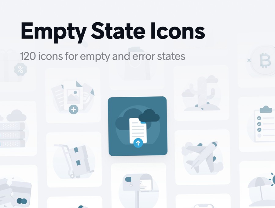 120款网站APP UI界面设计扁平化图标Icons设计Ai/Figma/Png格式素材Empty States Icon Set – V1.0 图标素材 sucaiwan.com