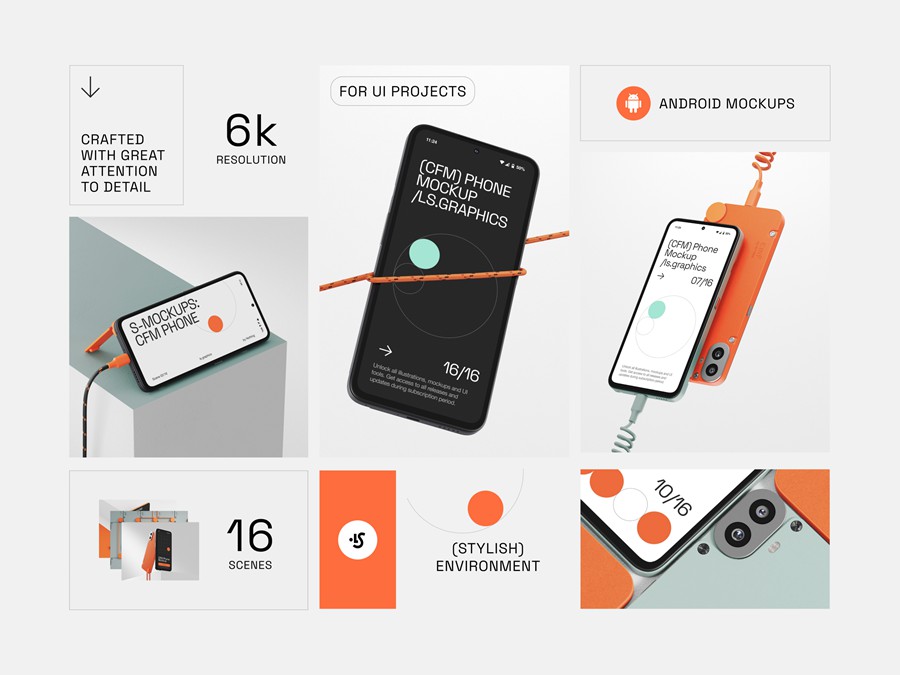 16款UI界面广告设计安卓CMF-Phone手机展示效果图Ps/Sketch/Figma样机模板素材S-Mockups, CMF Phone 样机素材 第1张-素材湾丨精选海外优质设计素材资源 16款UI界面广告设计安卓CMF-Phone手机展示效果图Ps/Sketch/Figma样机模板素材S-Mockups, CMF Phone 样机素材 sucaiwan.com