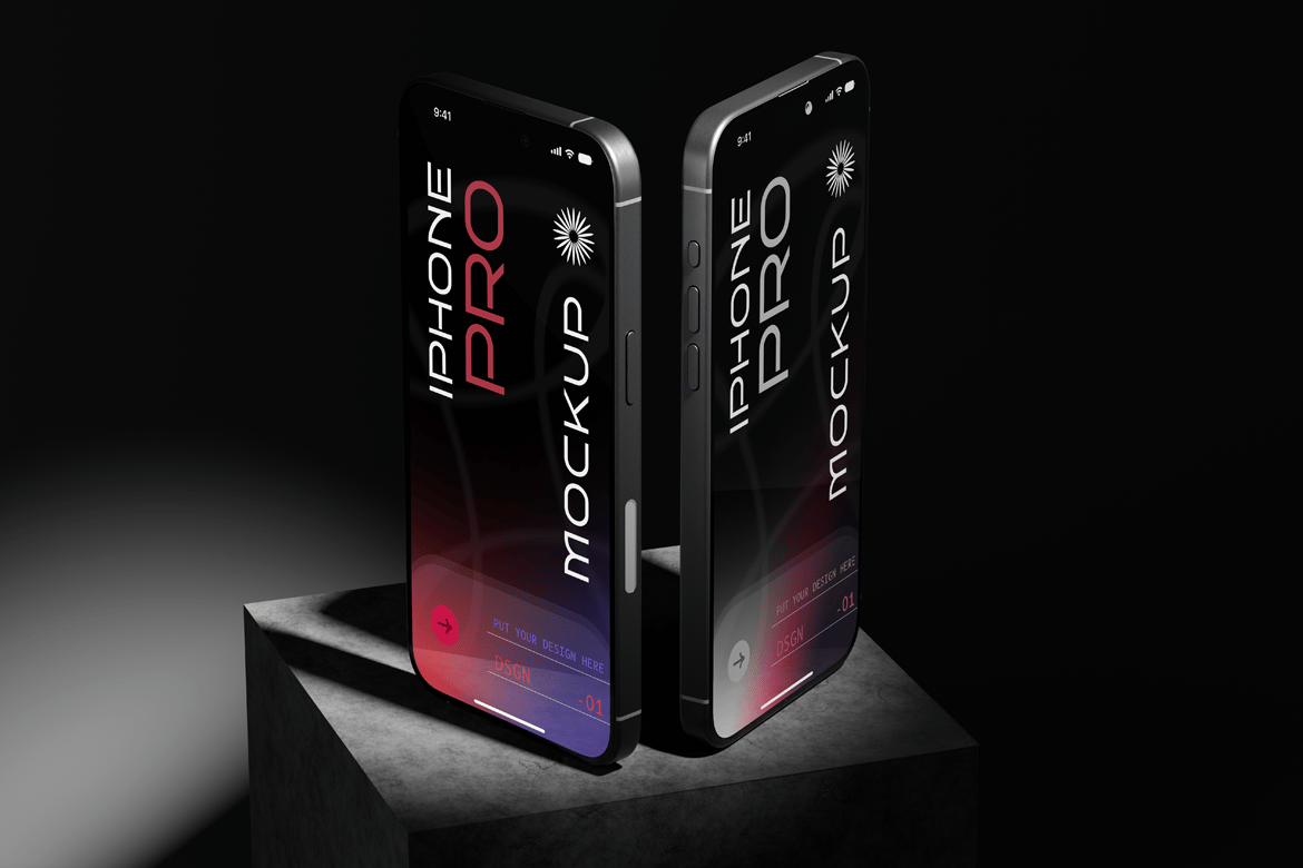 4款工业风UI界面广告设计苹果iPhone手机展示效果图PSD样机模板iPhone Mockup 样机素材 sucaiwan.com