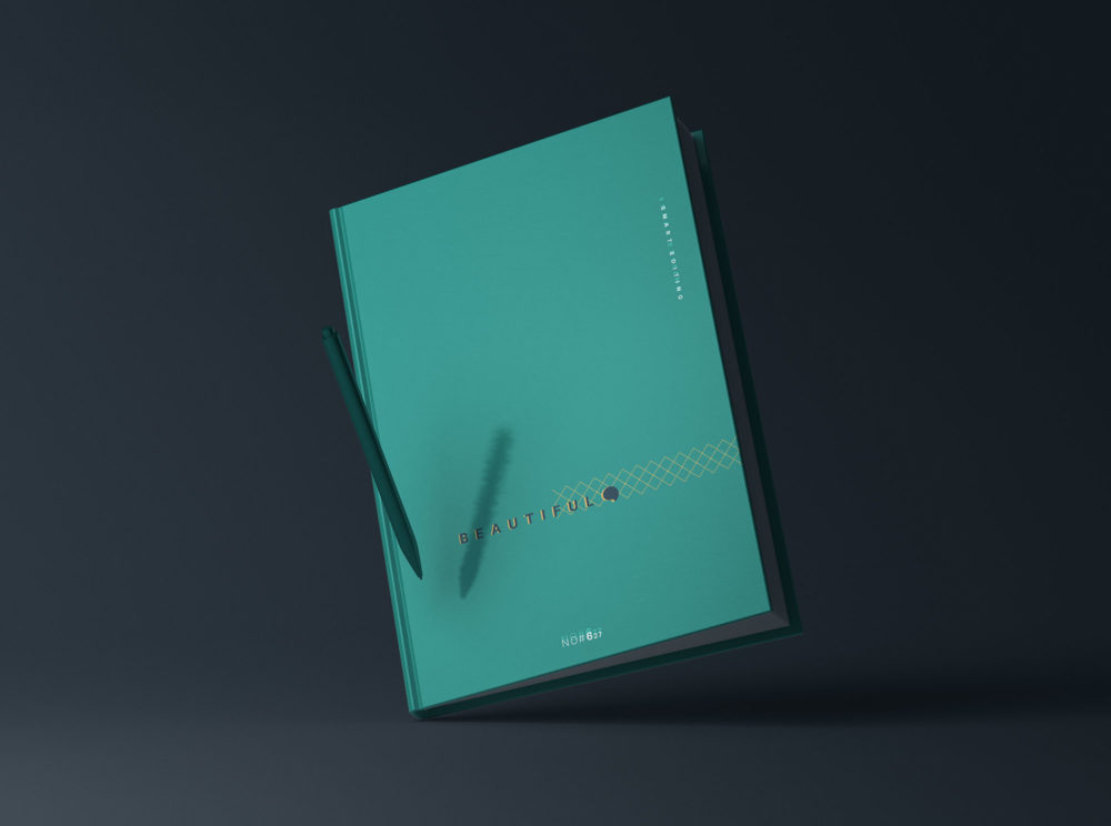 精装带笔笔记本设计Vi展示效果图PSD样机模板素材Graphicpear – Hardcover Notebook with Pen Mockup 样机素材 sucaiwan.com