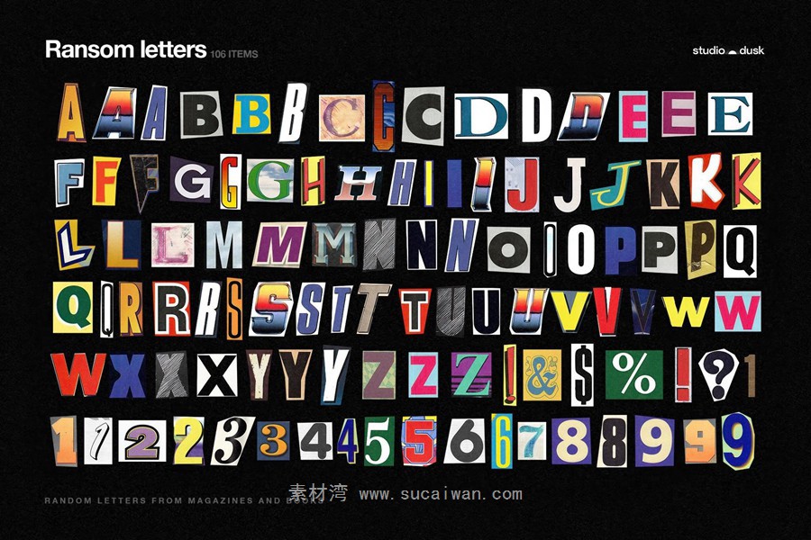 584款真实扫描涂鸦线条塑料胶带边框撕纸褶皱纸片剪贴字母拼图元素背景图PS设计素材 Gritty Kitty — Grunge Design Kit 图片素材 sucaiwan.com