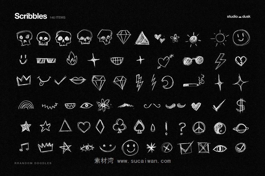 584款真实扫描涂鸦线条塑料胶带边框撕纸褶皱纸片剪贴字母拼图元素背景图PS设计素材 Gritty Kitty — Grunge Design Kit 图片素材 sucaiwan.com