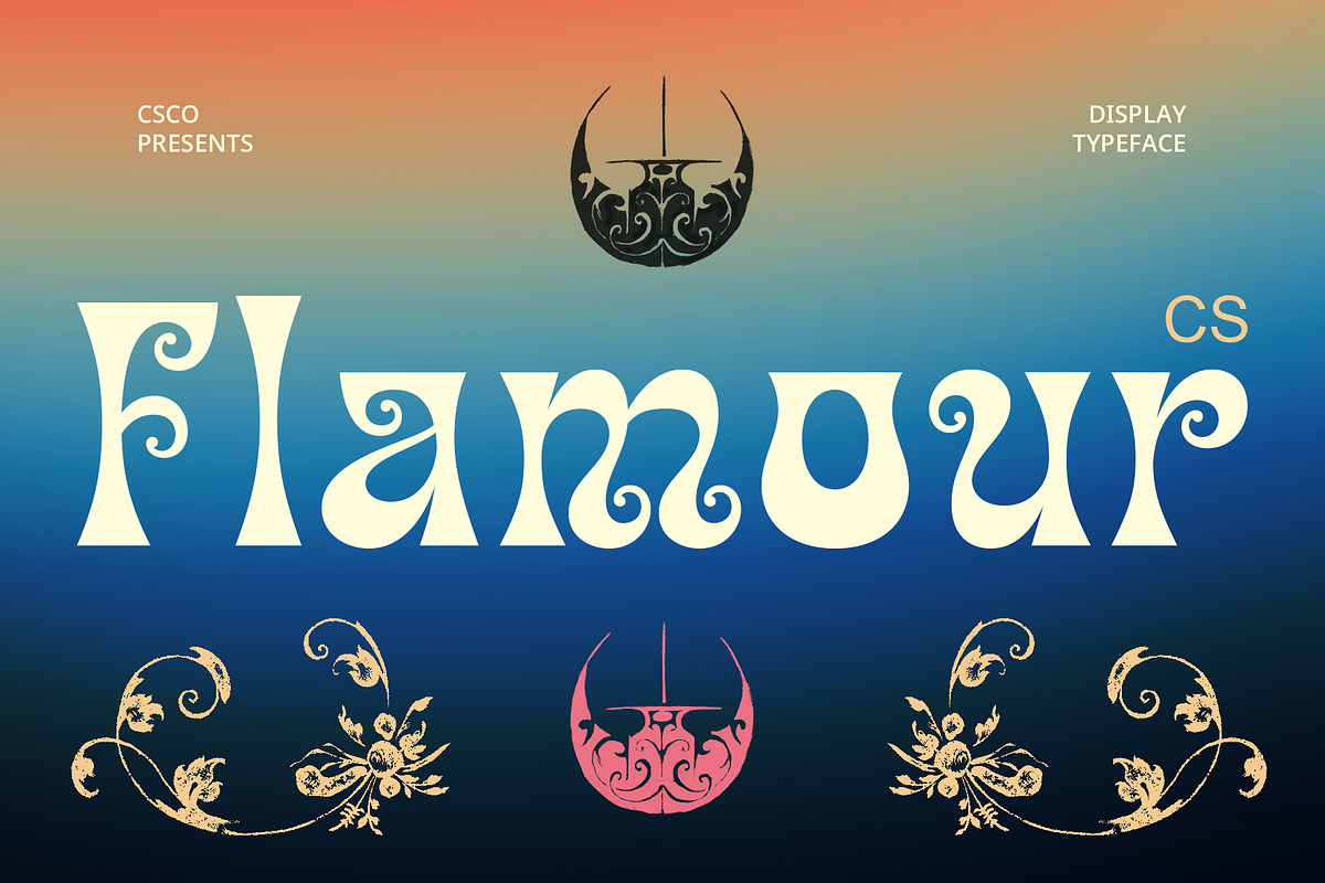 时尚优雅品牌电影海报游戏标题设计装饰英文字体安装包 Flamour – Fantasy Font 设计素材 第1张-素材湾丨精选海外优质设计素材资源 时尚优雅品牌电影海报游戏标题设计装饰英文字体安装包 Flamour – Fantasy Font 设计素材 sucaiwan.com