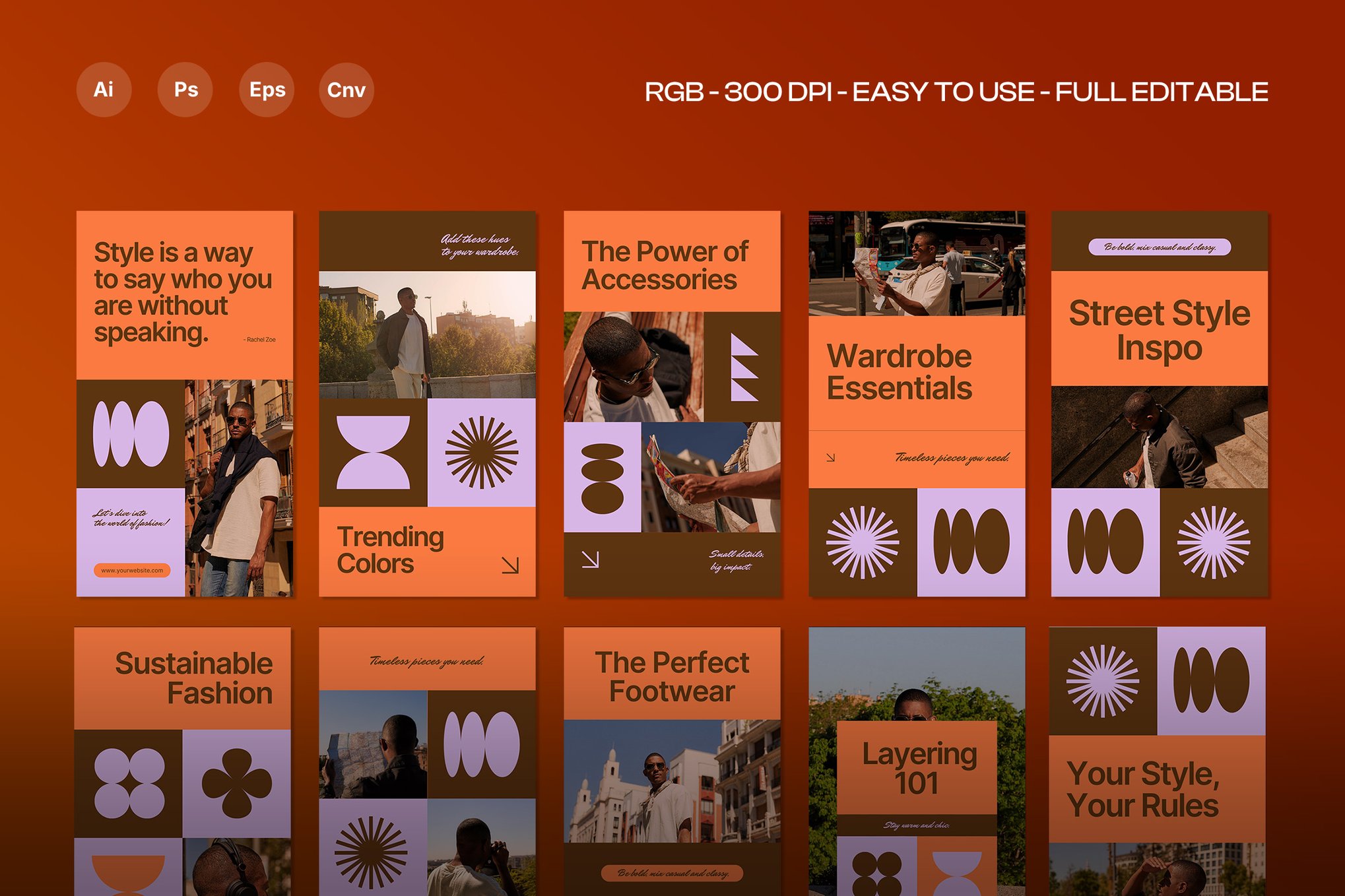 棕紫色时尚品牌推广电商海报排版设计PSD/AI模板素材 Brown Purple Fashion Instagram Story 003 幻灯图表 第1张-素材湾丨精选海外优质设计素材资源 棕紫色时尚品牌推广电商海报排版设计PSD/AI模板素材 Brown Purple Fashion Instagram Story 003 幻灯图表 sucaiwan.com